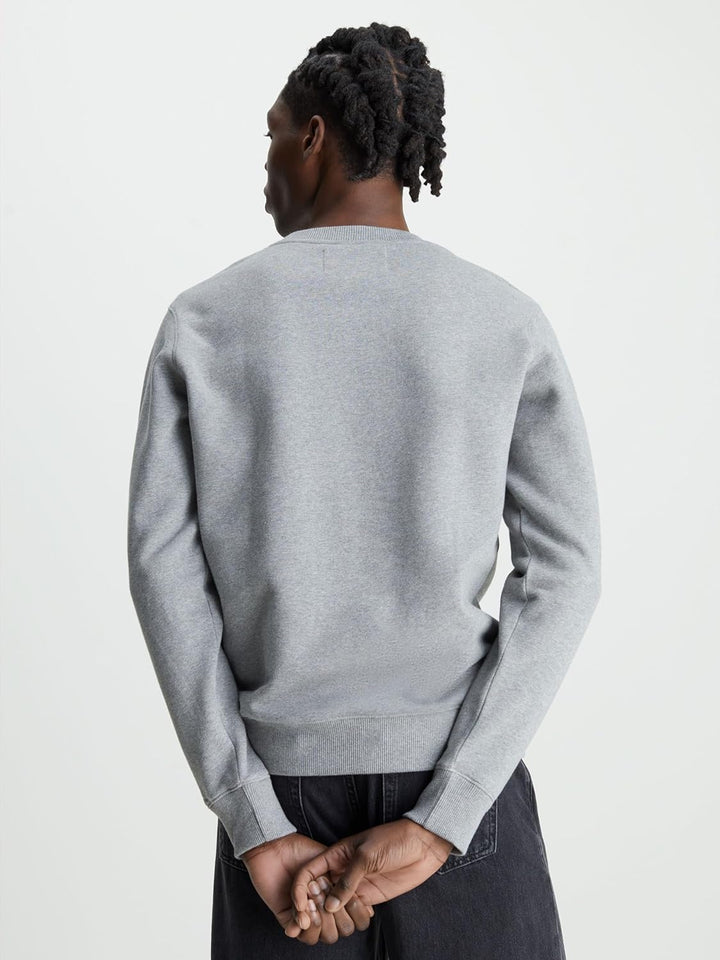 Calvin Klein Herren Sweatshirt Core Monologo ohne Kapuze XXL Grau (Mid Grey Heather), XXL Grau (Mid