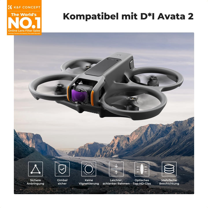 K&F CONCEPT Avata 2 ND Filter Set, ND8 ND16 ND32 ND64 Filter 4 Stück kompatibel mit DJI Avata 2 ND8+