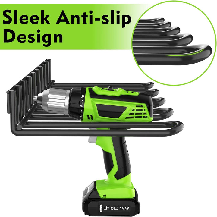 ENONCI Werkzeugspeicher Aufbewahrung Elektrowerkzeug Organizer,4 Schlitzen Bohrhalter Wandmontage Ga