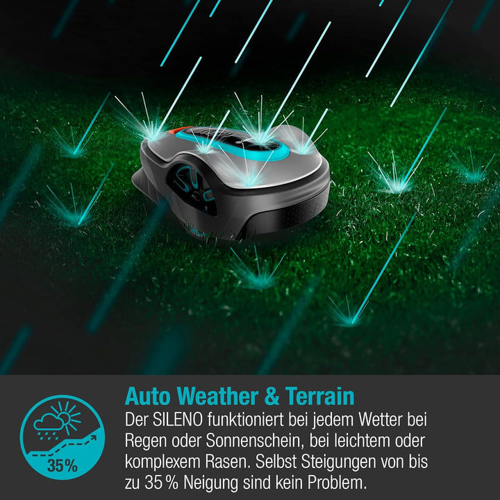 Gardena SILENO life: Mähroboter für Rasenflächen bis 750 m², Bluetooth-App bedienbar, Easy-Passage-F