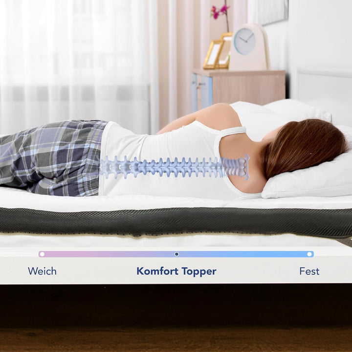 MKS.® Gel-Memory-Schaum Topper 80x200 cm H3, 7 cm Matratzentopper, atmungsaktive Komfortauflage mit