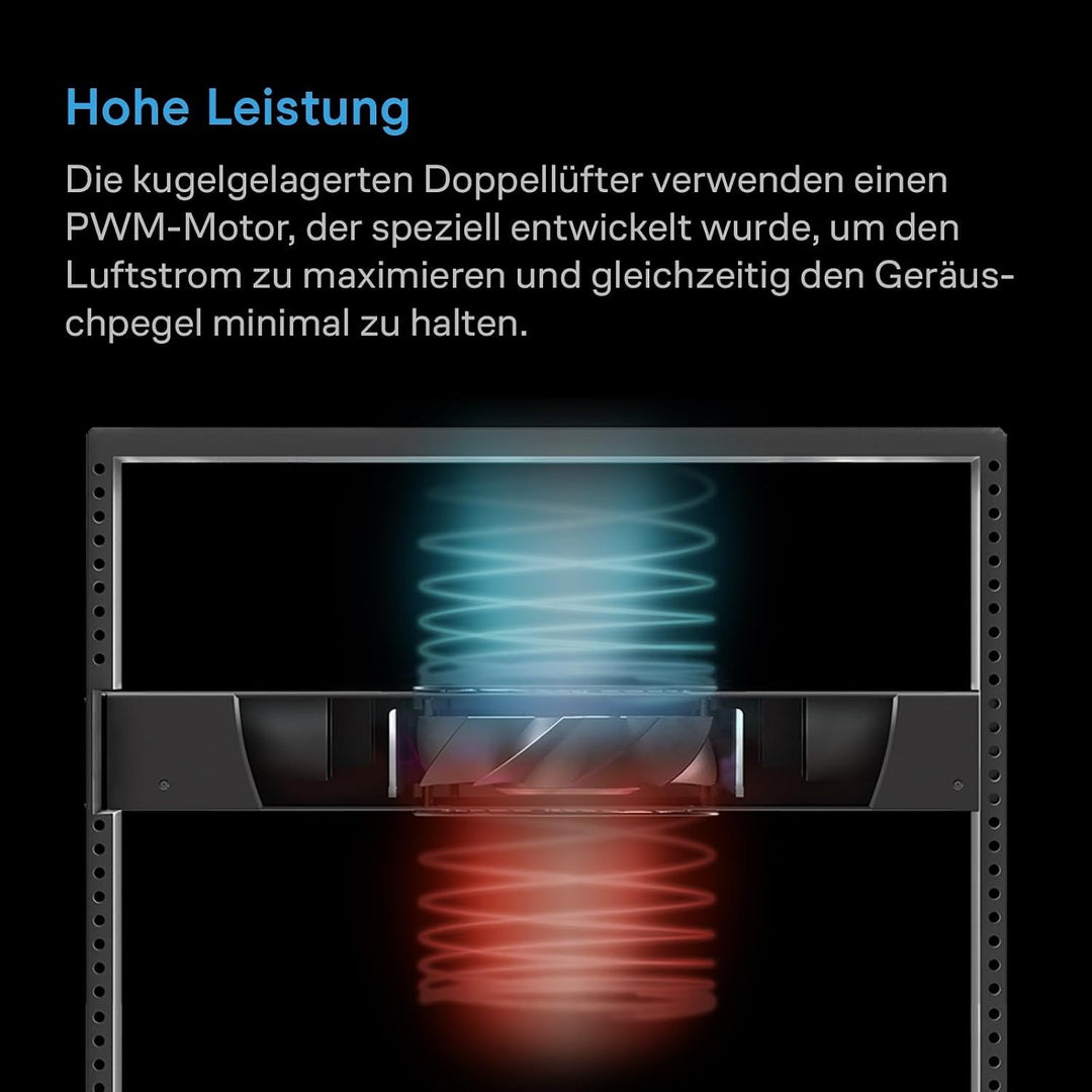 AC Infinity CLOUDPLATE T6, Rack-Montage-Lüfter 1U, Front-Abluftstrom, zur Kühlung von AV-Geräten, He