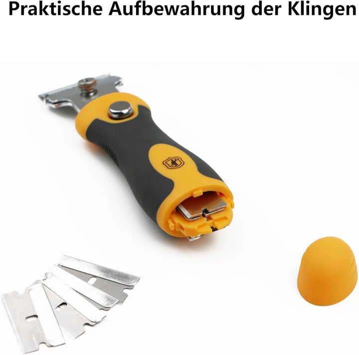 MulWark Profi-Schaber-Set mit 2 Teleskop-Griffen & 12 Klingen | Heavy-Duty Glas- und Farbschaber für