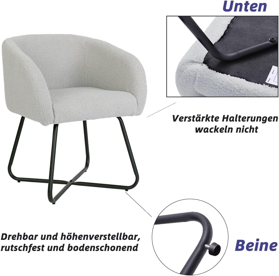 Mingone Sessel Kleine Loungesessel Cocktailsessel Modern Einzelsofa Lammwolle Designer Polstersessel