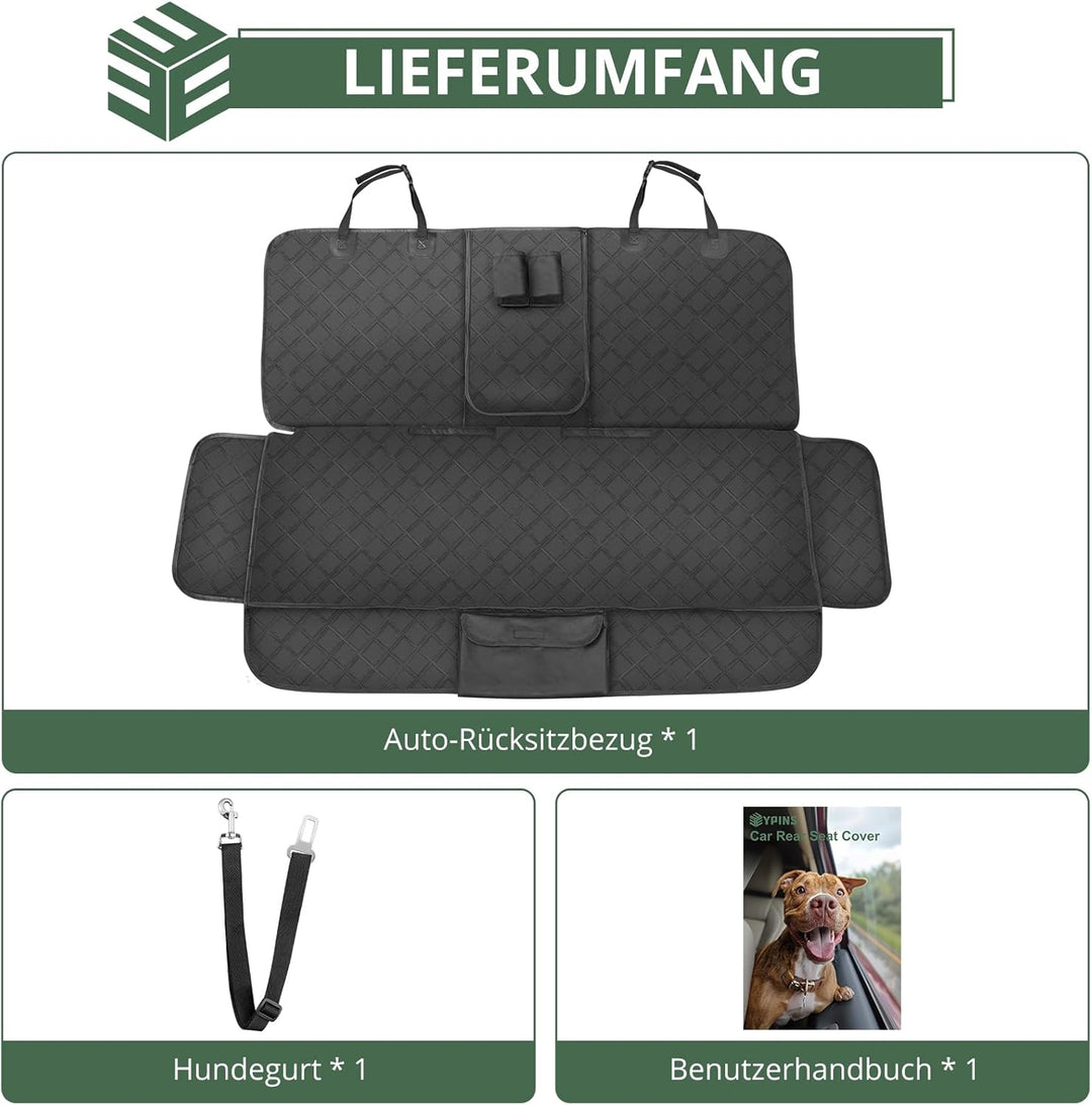 EYPINS Hundedecke Auto Rückbank Kratzfeste, wasserdichte Autoschondecke Hund Rücksitz, rutschfeste,