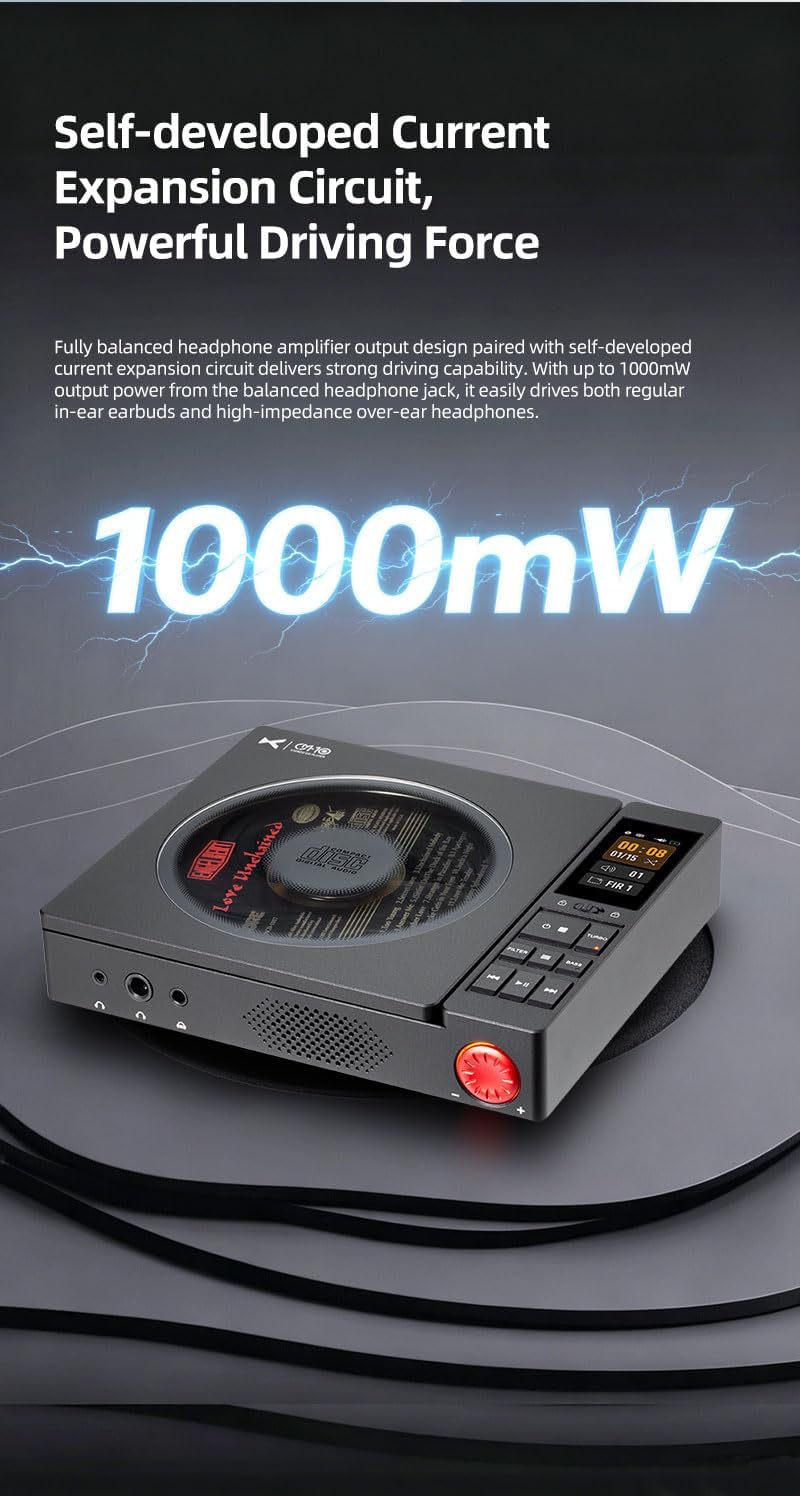 xDuoo CDM-10 Tragbarer Röhren-CD-Player &amp; Kopfhörerverstärker, 1087mW BAL | 2x CS43198-DAC, 2x JAN64