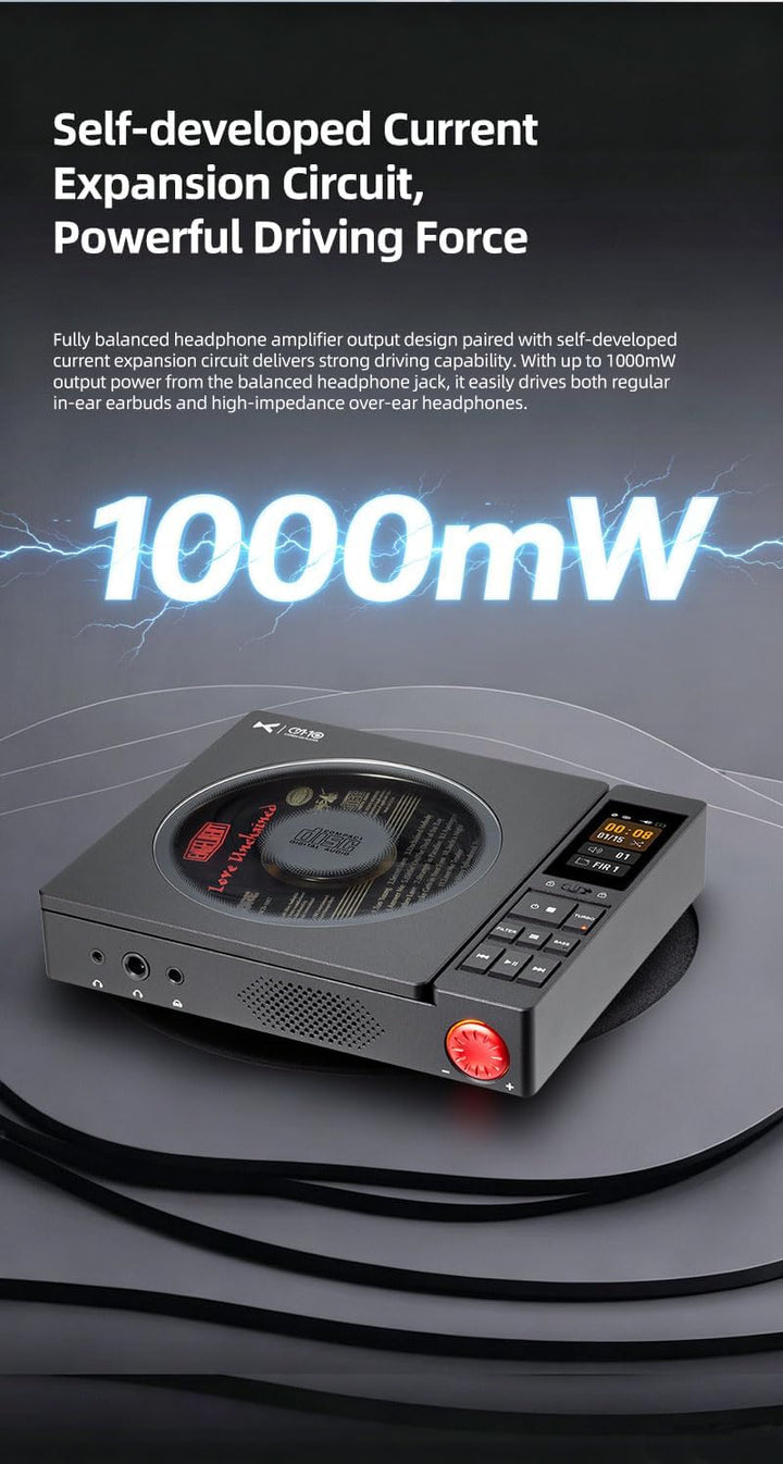 xDuoo CDM-10 Tragbarer Röhren-CD-Player &amp; Kopfhörerverstärker, 1087mW BAL | 2x CS43198-DAC, 2x JAN64