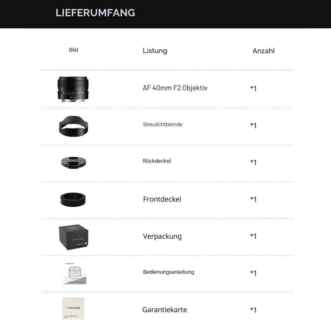 TTARTISAN AF 40mm F2 Kameraobjektiv Vollformat Autofokus Leichtes Walk-around-Objektiv (für Sony E),
