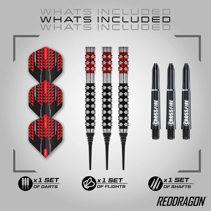 RED DRAGON Crossfire Premium Tungsten Darts Set with Flights and Stems 18.0 Gramm, 18.0 Gramm