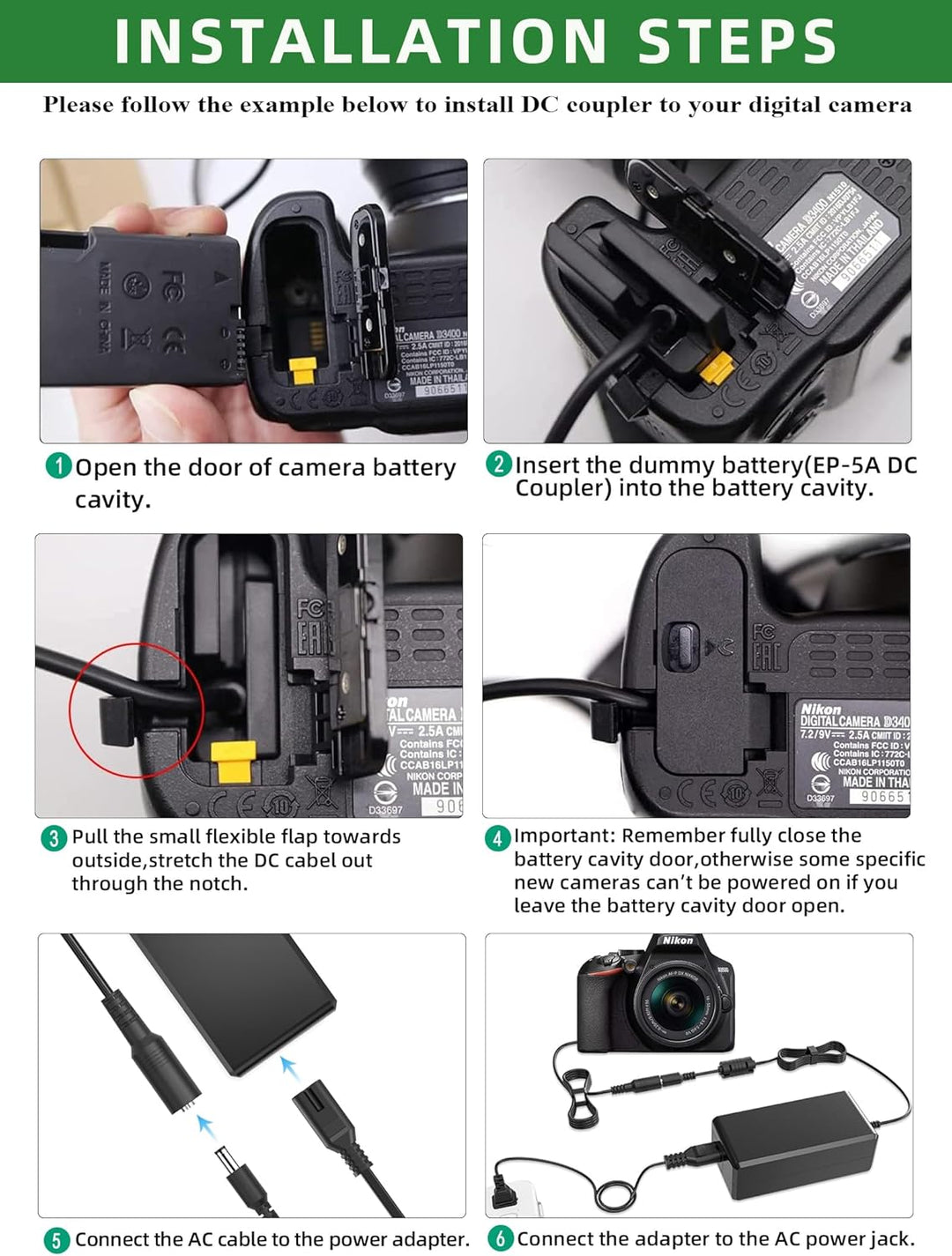 EH-5 Netzteil Plus EP-5A Ladekit Ersatz Nikon EL-14 / EL-14a Ladegerät für Nikon D3100, D3200, D3300