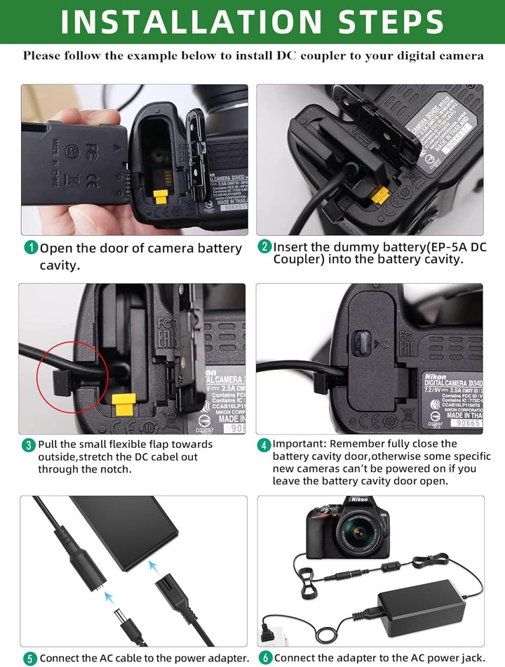 EH-5 Netzteil Plus EP-5A Ladekit Ersatz Nikon EL-14 / EL-14a Ladegerät für Nikon D3100, D3200, D3300