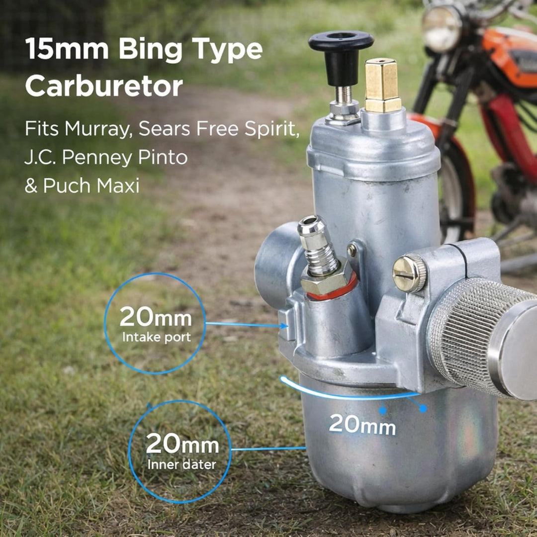 Aramox 15 Mm Bing Style Vergaser, 15 Mm Bing Style Vergaser, 20 Mm Einlassdurchmesser, Moped-Motorra