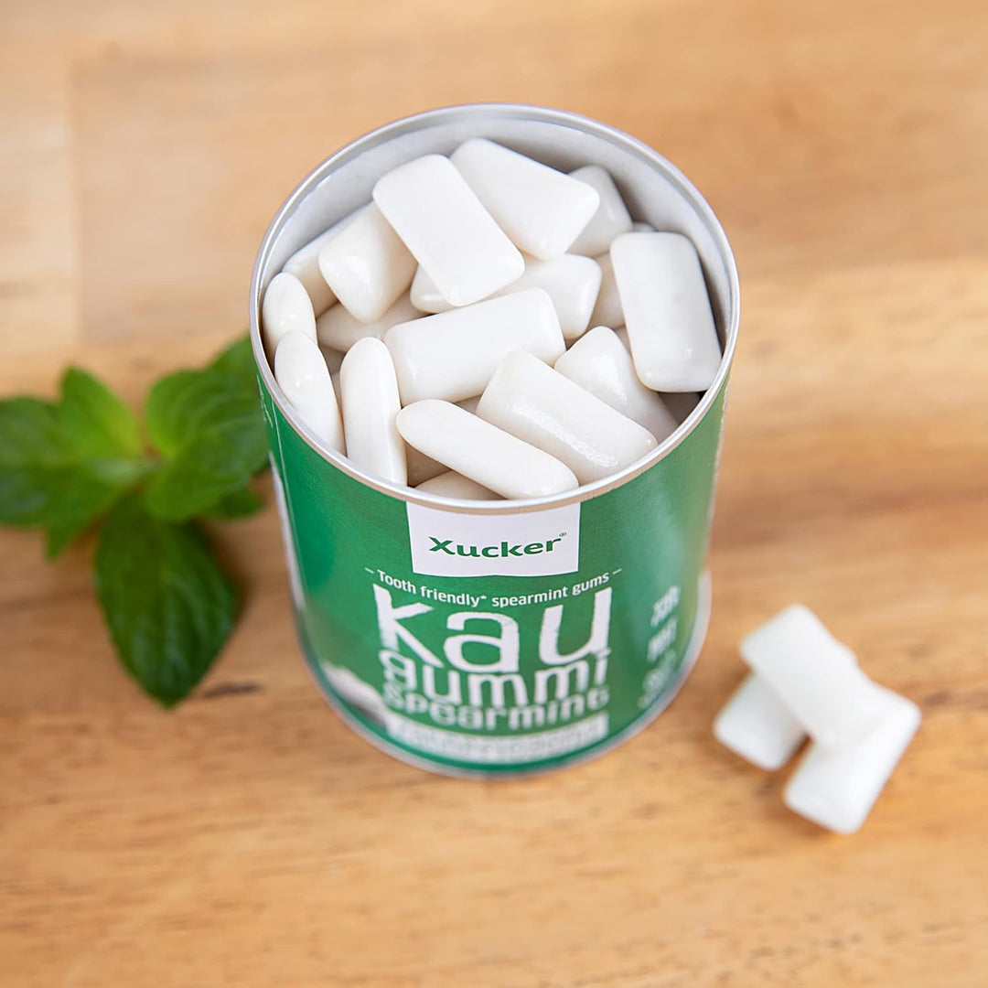Xucker Zuckerfreie Zahnpflege Kaugummis - Xylit Kaugummis zuckerfrei mit Spearmint Geschmack I Vegan