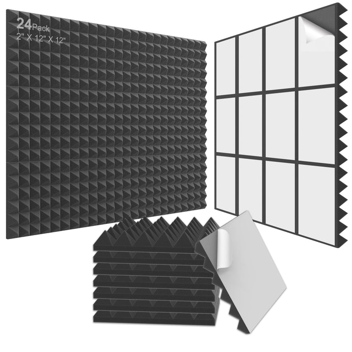 JBER Pyramidenschalldichte Schaumstoffplatten, 5,1 x 30,5 x 30,5 cm, selbstklebende Akustik-Wandpols
