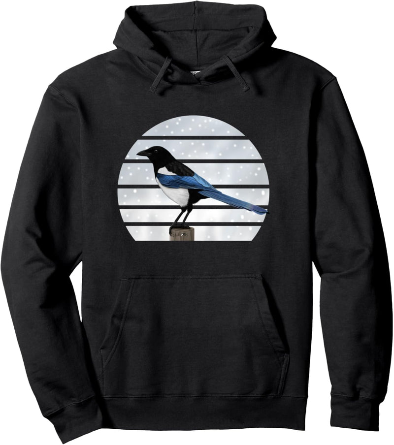 Elster im Schnee Vogel Weihnachten Vogelfreund Biologe Pullover Hoodie