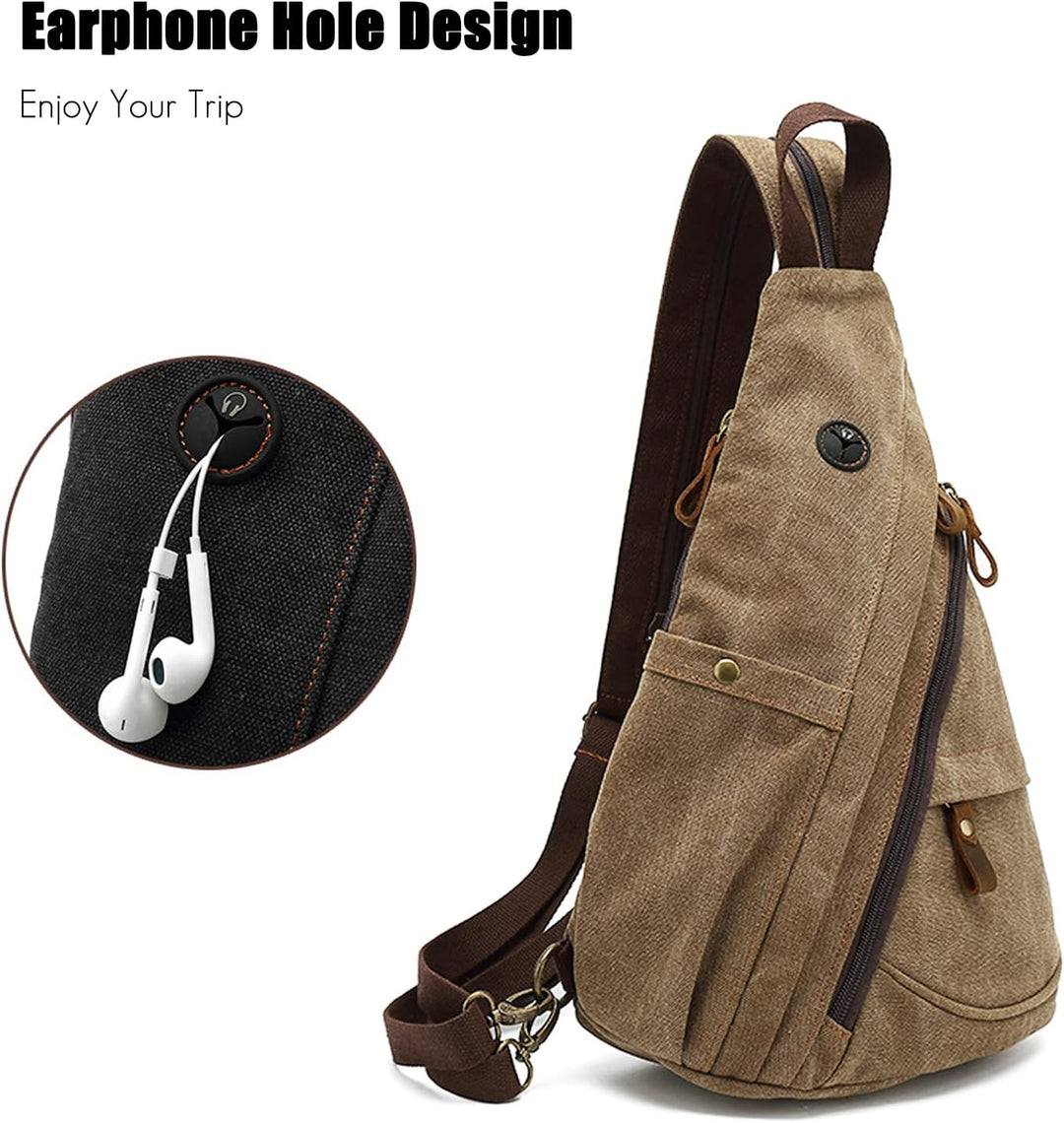 FANDARE Retro Brusttasche Sling Bag Herren Rucksack Damen Schulranzen Schulrucksack Schultertasche U