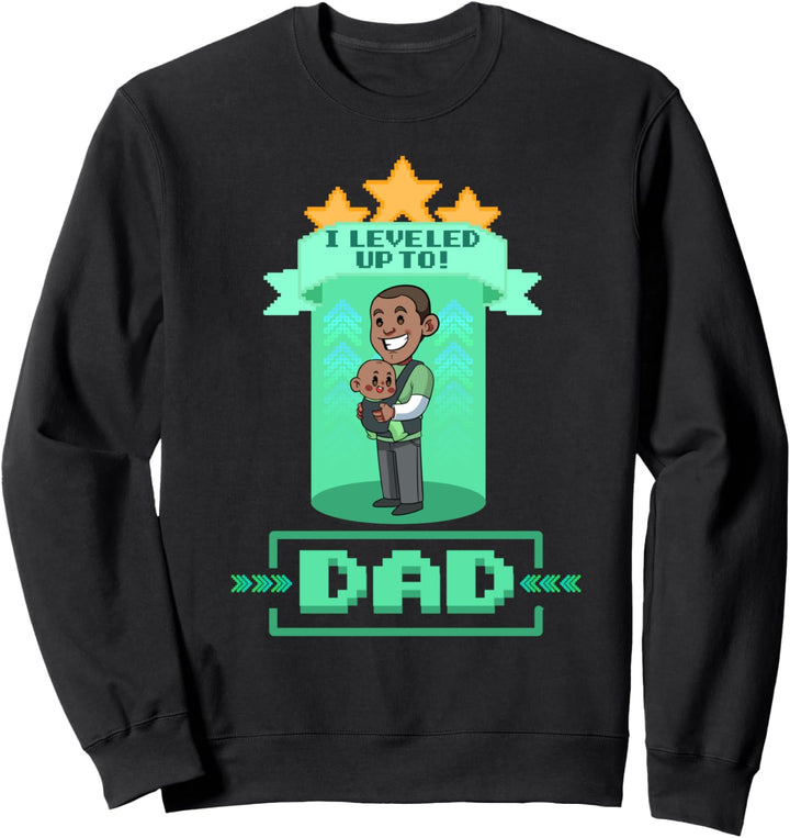 Aufleveln Zum Papa Zukünftiger Black Dad 8bit Zocker Vater Sweatshirt