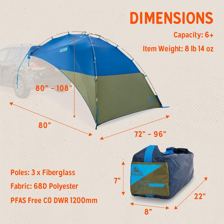 Kelty Sideroads Sonnensegel Shelter für Auto Camping, Heckklappe und Sommer Strandausflüge, Schutz v