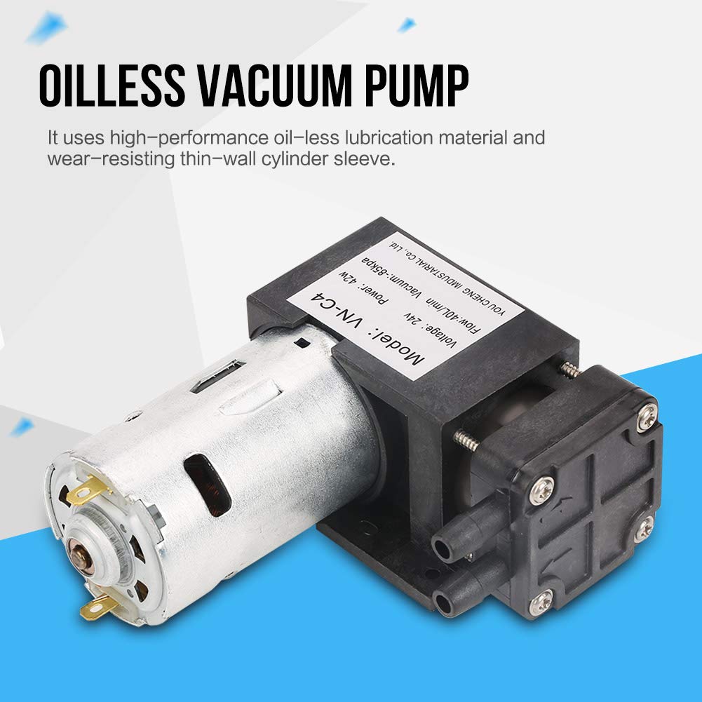 Vakuumpumpe, DC 24V Mini öllose Vakuumpumpe, 85kPa Vakuumgrad, Durchfluss 40L/Min Vakuumpumpe, geräu