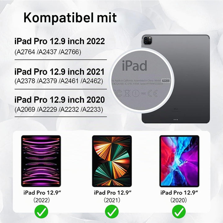 ROISKIN iPad Pro 12.9 Hülle (2022/2021/2020): Stossfeste Schutzhülle mit Stifthalter &amp; Bildschirmsch
