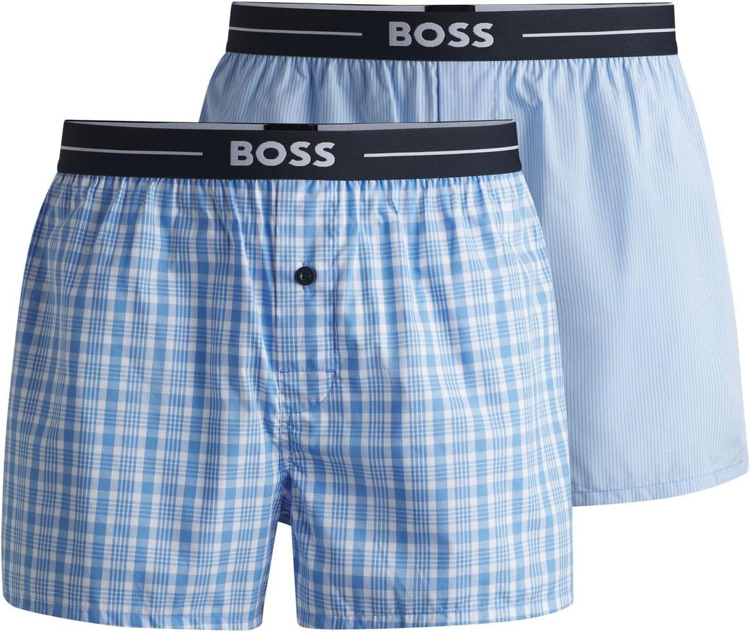 BOSS Herren Boxershorts, 2er Pack S New - Open Blue471, S New - Open Blue471