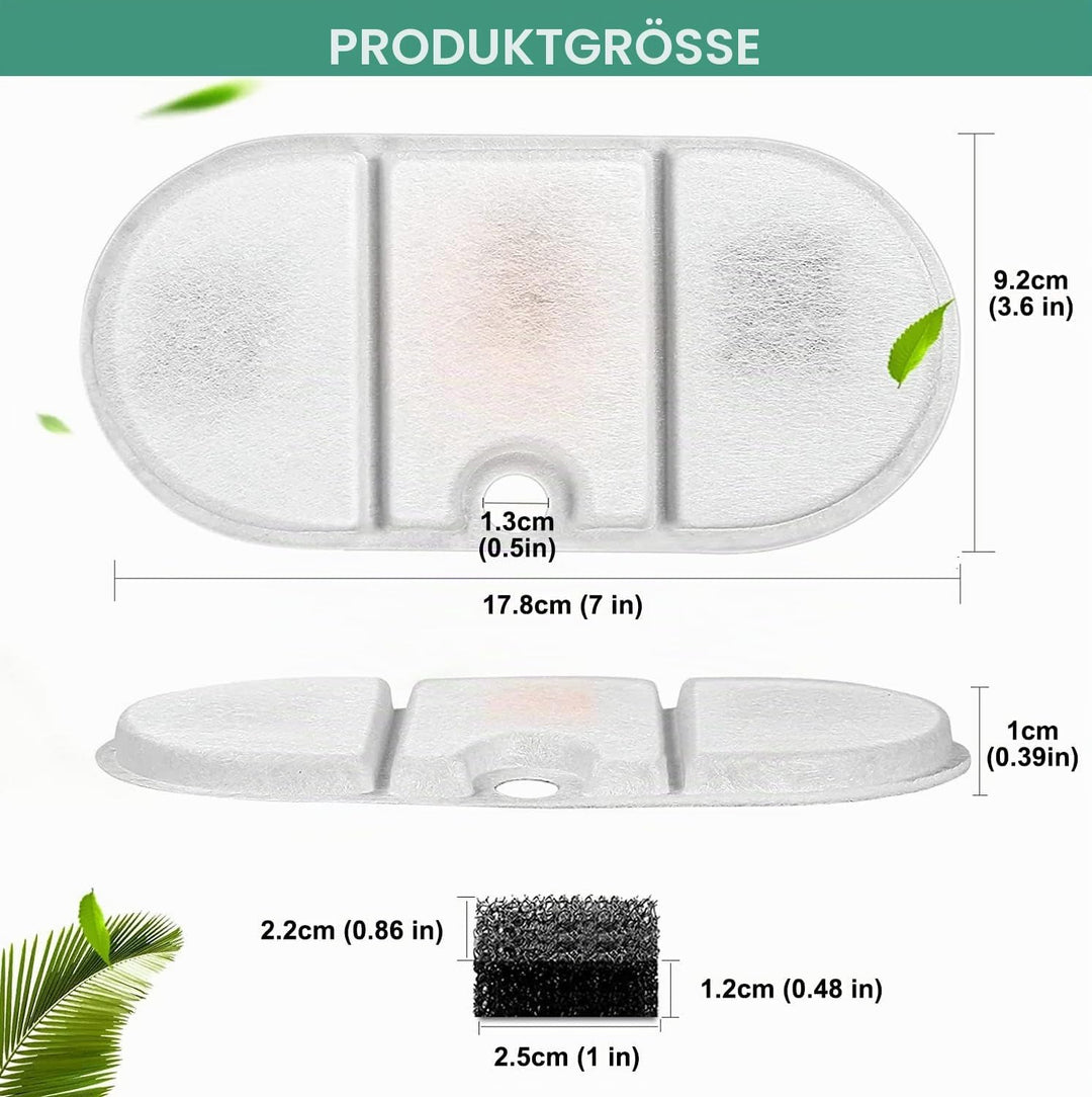 10 Set Ersatzfilter für Trinkbrunnen, Katzenbrunnen 10 Stück Kohlefilter und 10 Stück Schaumfilter f