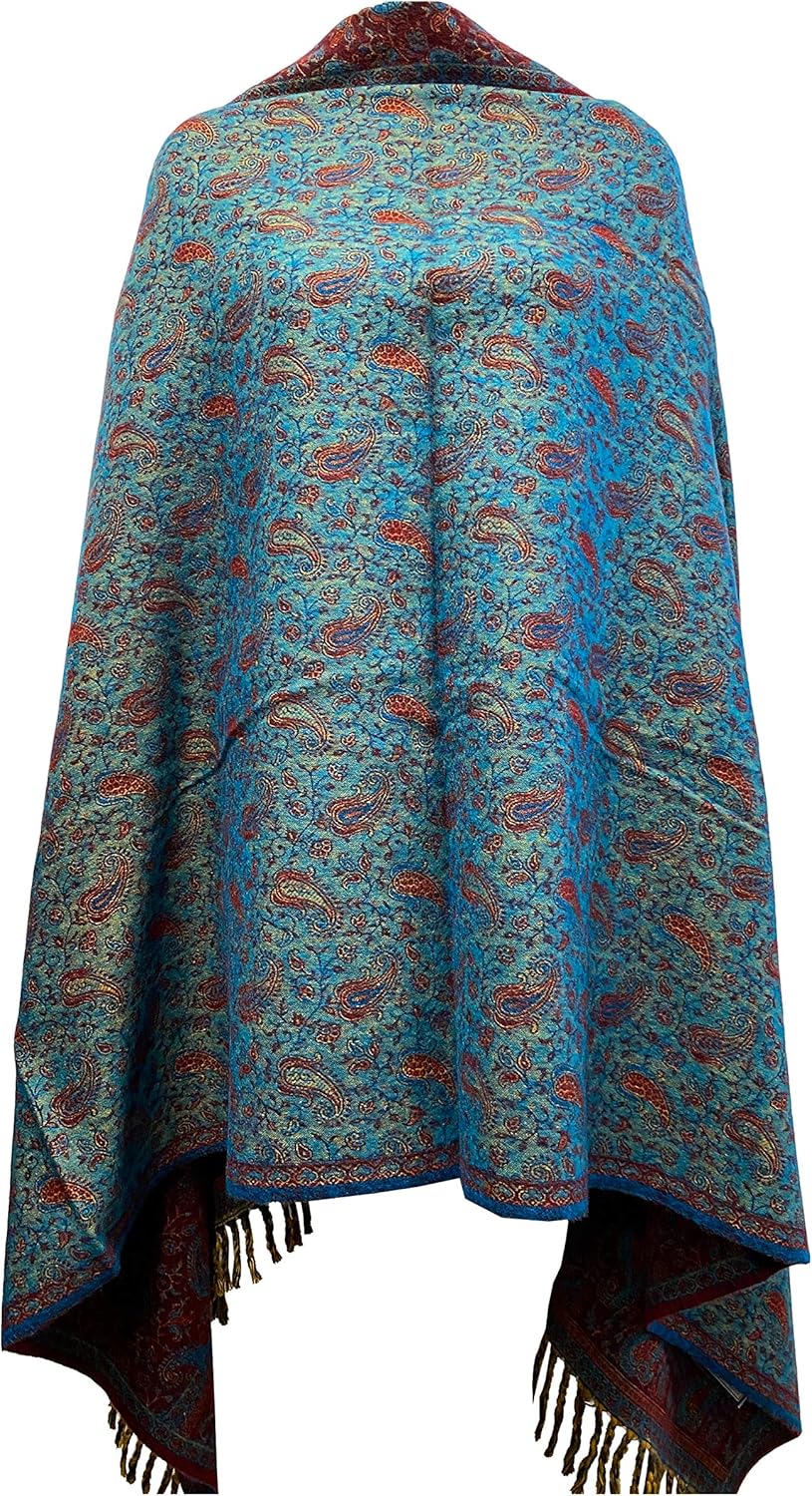 TIBET Winterschal mit Blumenmuster und Paisleymuster, handgefertigt, luxuriös, Dekoration, Decke, Üb