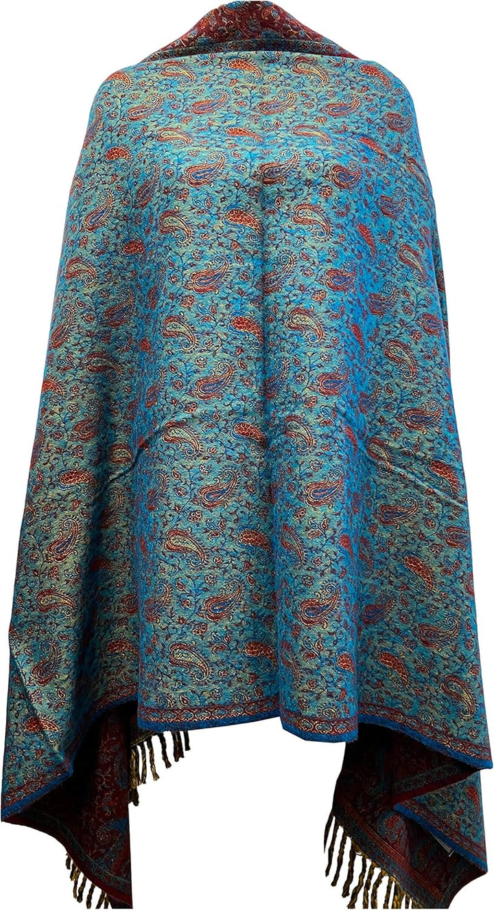 TIBET Winterschal mit Blumenmuster und Paisleymuster, handgefertigt, luxuriös, Dekoration, Decke, Üb