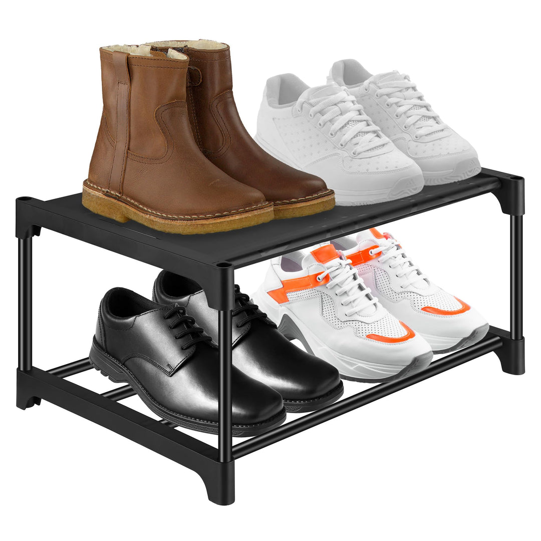 Schuhregal Platzsparend, 4-stufige Verstellbare Schuhregal Schmal, Stabile Metall Schuhablage mit Di
