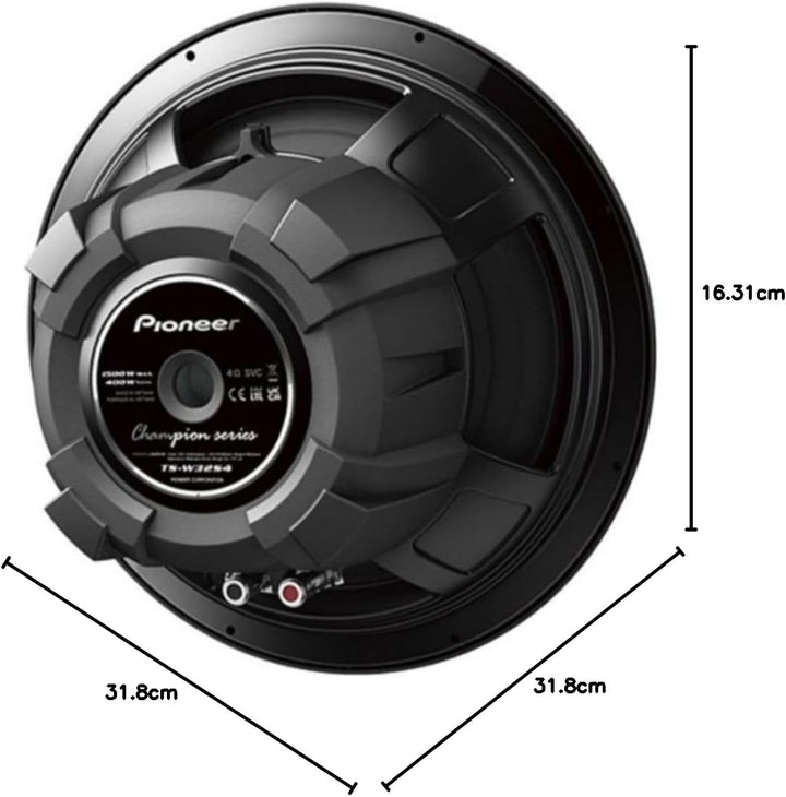 PIONEER TS-W32S4 30-cm-Gehäusesubwoofer der Champion-Serie (12“), 1.500 W MAX. 400 W Nennbelastbarke