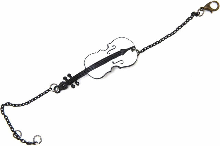 Miniblings Geige Violine Viola Bratsche Geiger Musik Armband weiss - Modeschmuck handmade - Damen Mä
