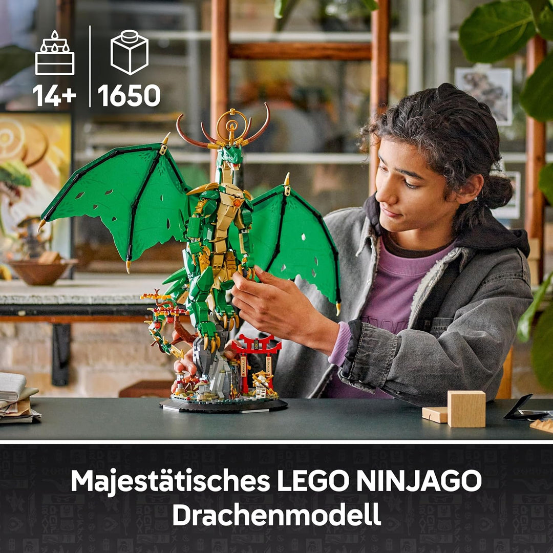 LEGO NINJAGO Wächterdrache Bauset - Mit Drachenfigur, Meister Wu Minifigur & Ständer – Bauspielset f