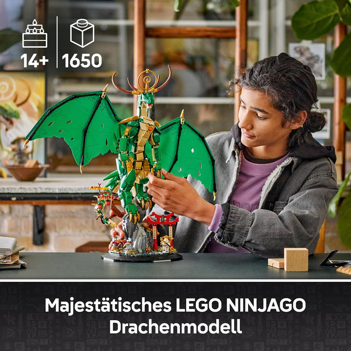 LEGO NINJAGO Wächterdrache Bauset - Mit Drachenfigur, Meister Wu Minifigur & Ständer – Bauspielset f