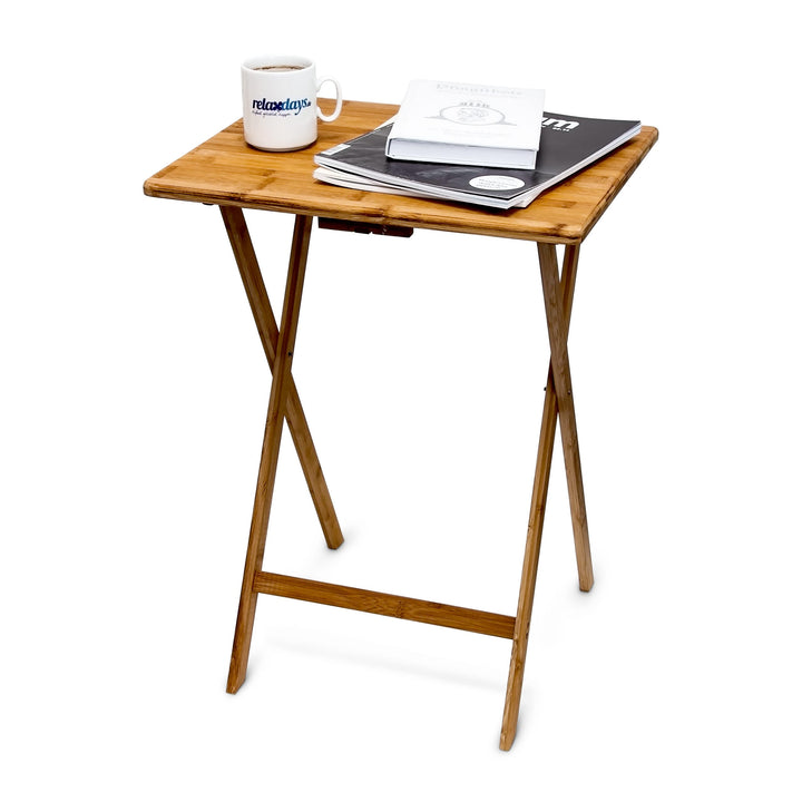 Relaxdays Klappen, platzsparend, robust, nachhaltiges Bambus Holz, Klapptisch HBT 63x48x38,5 cm, Nat