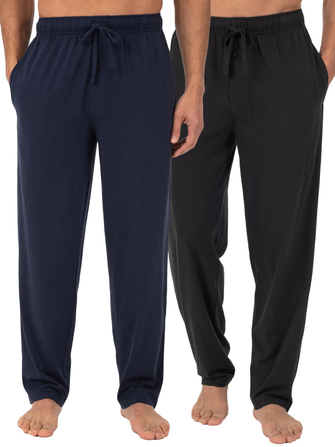 Fruit of the Loom Herren Schlafhose aus Jersey-Strick Pyjamaunterteil S Black/Navy (2-pack), S Black