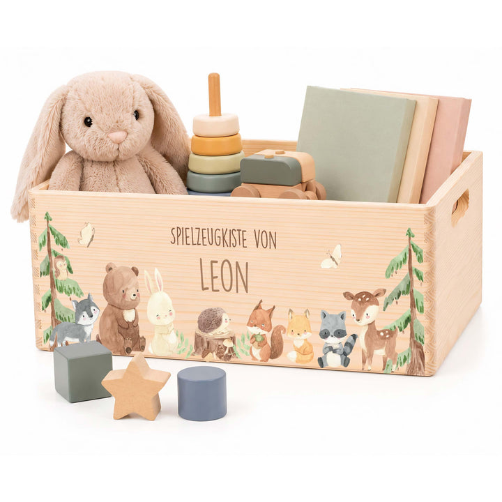 Kidsmood - Spielzeugkiste aus Holz mit Wunschnamen | Aufbewahrungsbox Kinder Spielzeug & Bücher | Pr