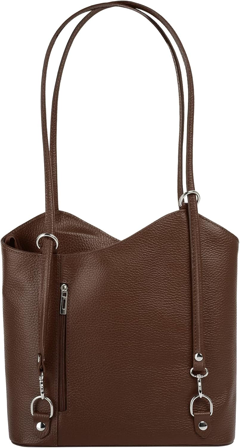 Cluty Shopper Rucksack Kombination Echt Leder Damen | Made in Italy, 2in1 Shopper, Handtasche zum Um
