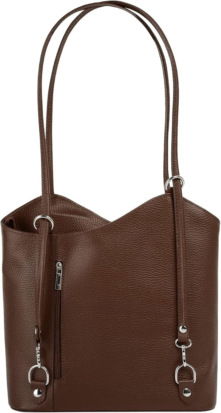 Cluty Shopper Rucksack Kombination Echt Leder Damen | Made in Italy, 2in1 Shopper, Handtasche zum Um