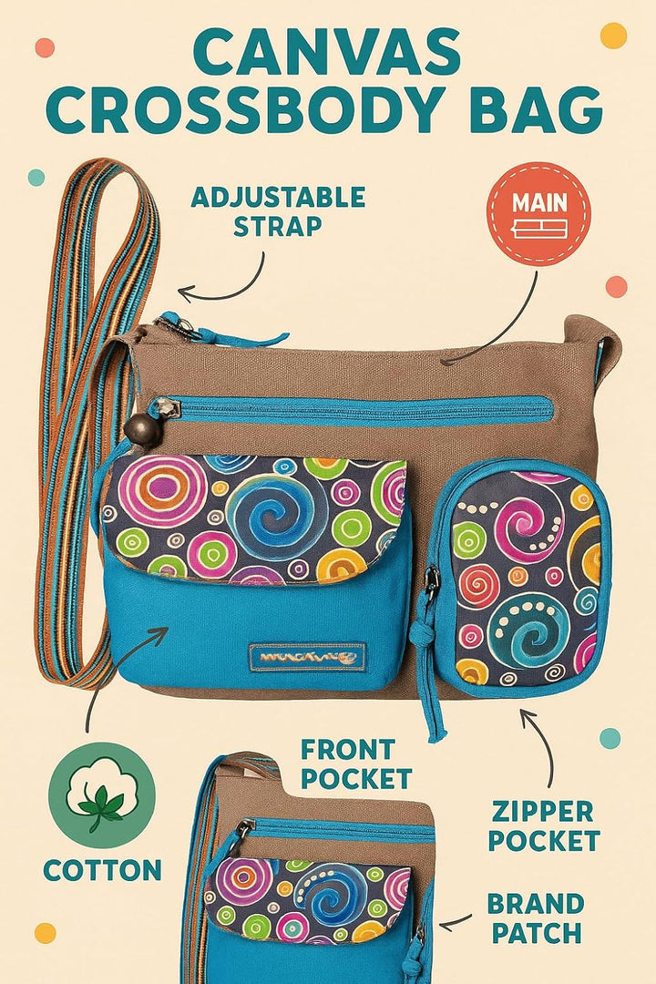 Macha Ethnische indische ethnische Baumwolle und Leder Schultertasche für Frauen Grau, Grau