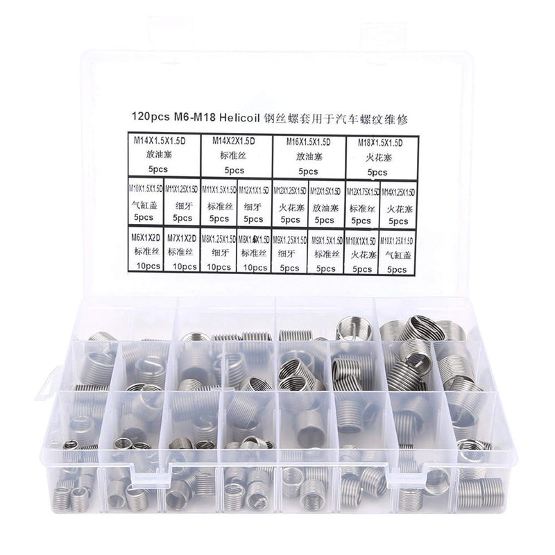 120 Stück Helicoils, M6 M7 M8 M9 M10 M11 M12 M14 M16 M18 Edelstahl Helicoil Typ Freilaufdrahtgewinde