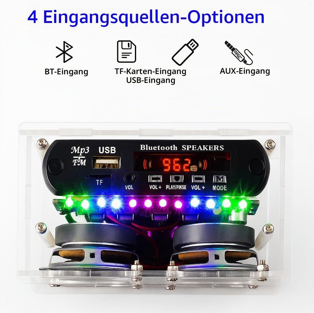 DIY Elektronik Lautsprecher Löten Bausatz,Löt Bausatz Lautsprecherkit Bluetooth mit FM,DIY Elektroni