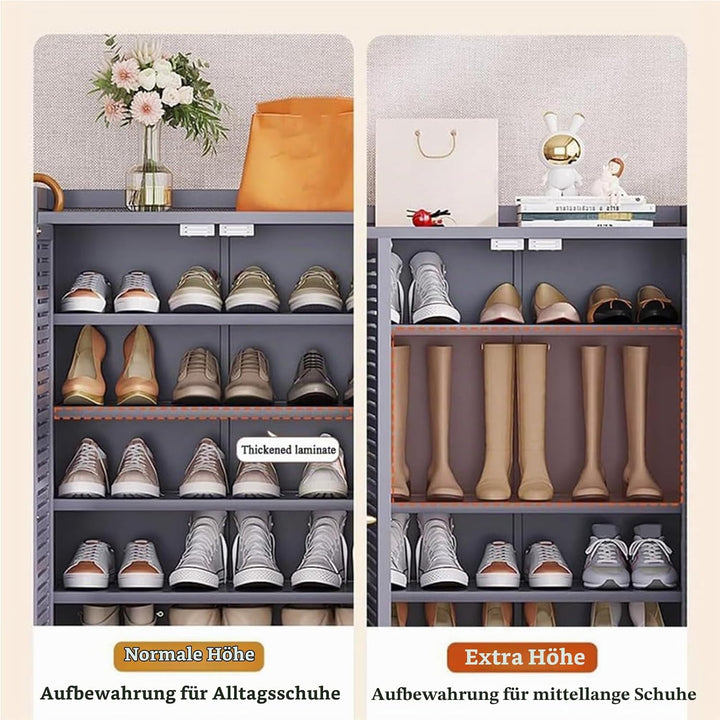 Generisch Schuhschrank Holz mit Korbgeflecht-Türen Moderner Bambus Schuhschränke Schuhschrank Schmal