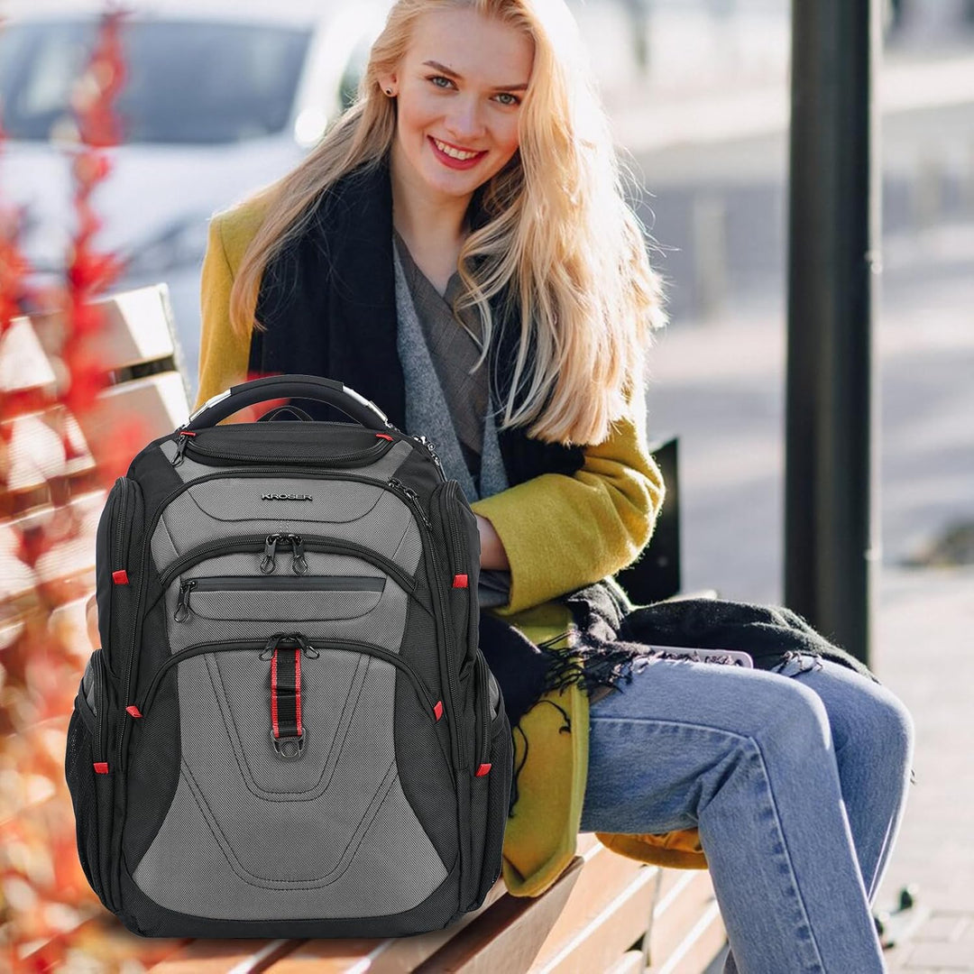 KROSER Laptop Rucksack Herren 17,3 Zoll Business Reiserucksack Handgepäck Wasserdicht mit Hartgeschä