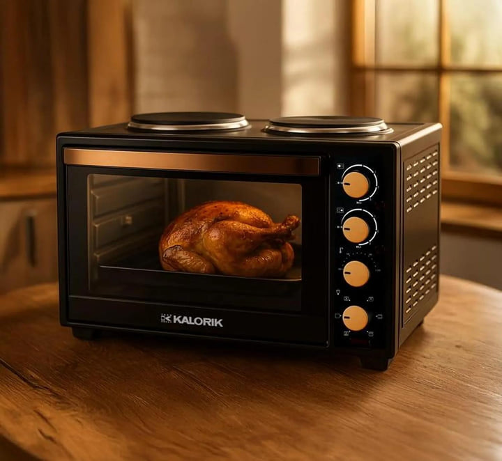 Kalorik - Minibackofen - Kochplatten 2er Elektrisch - mini Backofen 30 Liter - 2-in-1 Backofen und K