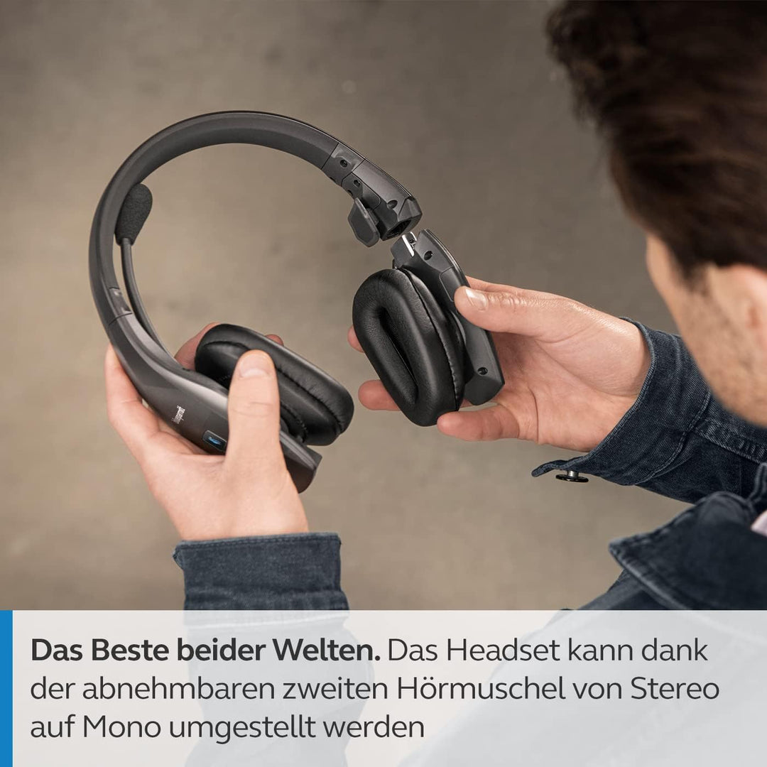 Jabra BlueParrott S650-XT Wireless Headset - 2in1 Convertible Stereo zu Mono Kopfhörer - 4 integrier