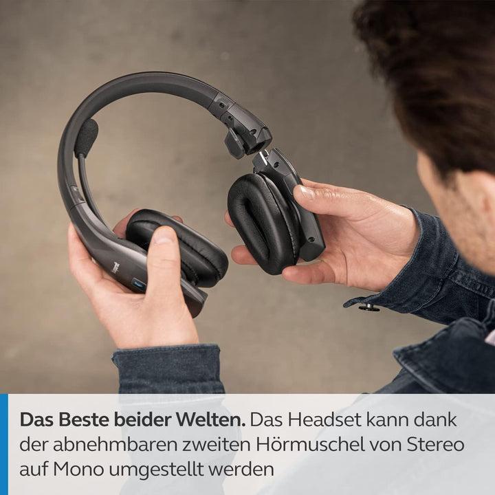 Jabra BlueParrott S650-XT Wireless Headset - 2in1 Convertible Stereo zu Mono Kopfhörer - 4 integrier