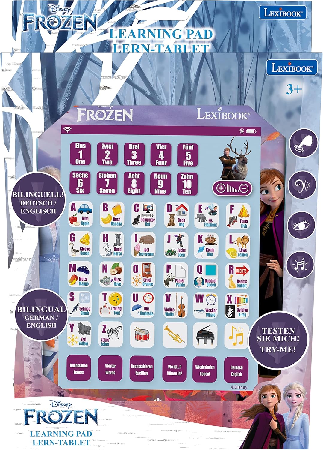 Lexibook, Die Eiskönigin, Educational Bilingual Learning Tablet, Lernen Sie Buchstaben, Zahlen, Wört