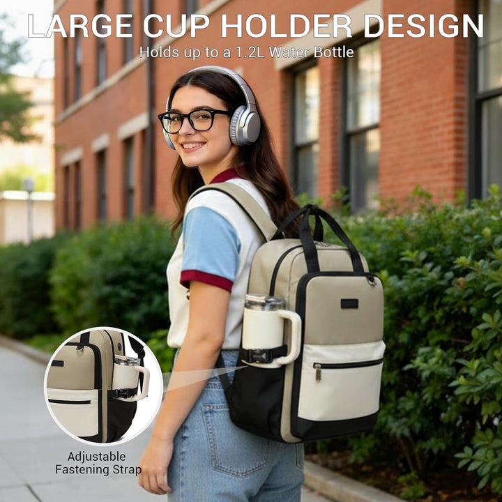 KONO Rucksack Damen 15,6 Zoll Laptop Rucksack Damen, Schulrucksack Elegant, Business Daypack mit vie