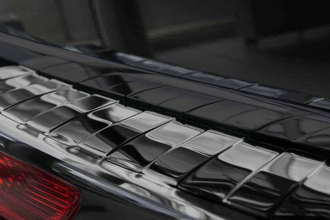 Avisa Spiegelschwarz Edelstahl Heckstossstangenschutz kompatibel mit Audi Q5 2008-2012 & 2012- 'Ribs