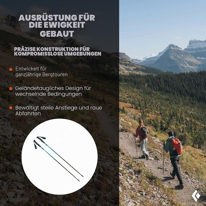 BLACK DIAMOND Distance Carbon Z Trekking- und Laufstöcke, 1 Paar, faltbar, ultraleicht, feste Länge,